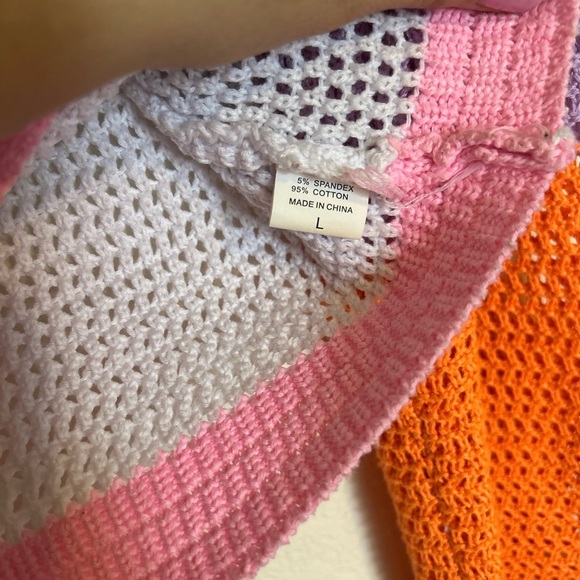 Women Hollow Out Crochet Knit
Sweater Crop Tops Color Blocking Large - Picture 6 of 9